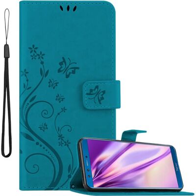 Honor 9 Lite Blumen-Design Hülle - Schutzcover mit Kartenfach Honor 9 Lite Blumen-Design Hülle - Schutzcover mit Kartenfach