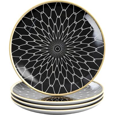 Intirilife 4x Porzellanplatten Schwarz Weiß - Endlos Muster - 15,3cm Intirilife 4x Porzellanplatten Schwarz Weiß - Endlos Muster - 15,3cm