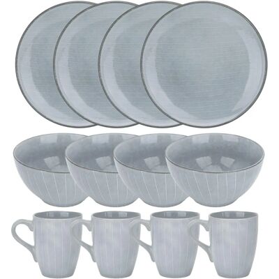 Set de vaisselle gris de 12 pièces - Vaisselle - Publicité Set de vaisselle gris de 12 pièces - Vaisselle - Publicité
