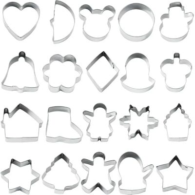 Intirilife Edelstahl-Keksset - 20 Formen, Aufbewahrungsbox Intirilife Edelstahl-Keksset - 20 Formen, Aufbewahrungsbox