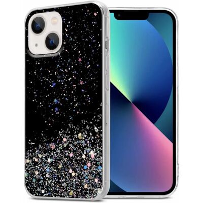 Apple iPhone 13 Suojakuori TPU - Läpinäkyvä ja Glitter Musta Apple iPhone 13 Suojakuori TPU - Läpinäkyvä ja Glitter Musta