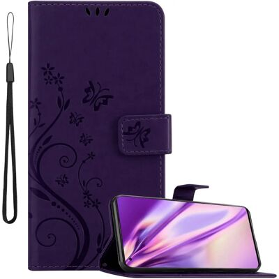 Cadorabo Oppo FIND X5 Blumen-Book-Hülle - Dunkel Lila Cadorabo Oppo FIND X5 Blumen-Book-Hülle - Dunkel Lila