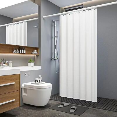 Intirilife Weiße Polyester Duschvorhang - Wasserdicht 180x200cm Intirilife Weiße Polyester Duschvorhang - Wasserdicht 180x200cm
