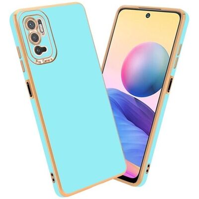 Xiaomi Redmi Note 10 5G / POCO M3 PRO 5G TPU-Hülle mit Kameraschutz - Glänzend Türkis - Roségold Xiaomi Redmi Note 10 5G / POCO M3 PRO 5G TPU-Hülle mit Kameraschutz - Glänzend Türkis - Roségold
