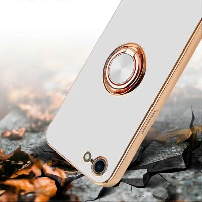 Apple iPhone 7/7S/8/SE 2020 Hülle TPU Schutz mit Kamera & Ring - Weiß Apple iPhone 7/7S/8/SE 2020 Hülle TPU Schutz mit Kamera & Ring - Weiß