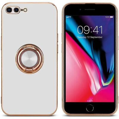 Cadorabo Weiße iPhone 7 Plus/7S Plus/8 Plus TPU Hülle - Kamera & Ring Schutz Cadorabo Weiße iPhone 7 Plus/7S Plus/8 Plus TPU Hülle - Kamera & Ring Schutz