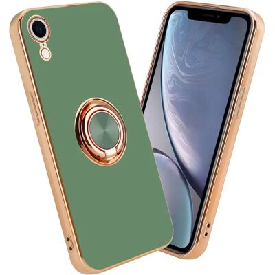iPhone XR TPU Suojakuori suojus kameralla ja renkaalla - Vaaleanvihreä - Kulta iPhone XR TPU Suojakuori suojus kameralla ja renkaalla - Vaaleanvihreä - Kulta