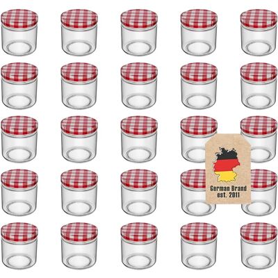 Intirilife Rote Weiße Einmachgläser 150ml - Einmachgläser Intirilife Rote Weiße Einmachgläser 150ml - Einmachgläser