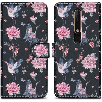 Nokia 6.1 Suojakotelo - Korttitaskut, Tuki Nokia 6.1 Suojakotelo - Korttitaskut, Tuki