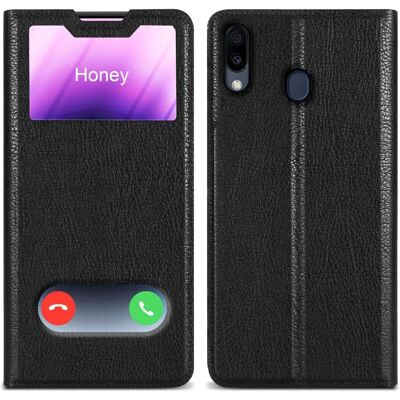 Cadorabo Book Hülle für Samsung Galaxy M20 - Doppelfenster Schwarz Cadorabo Book Hülle für Samsung Galaxy M20 - Doppelfenster Schwarz