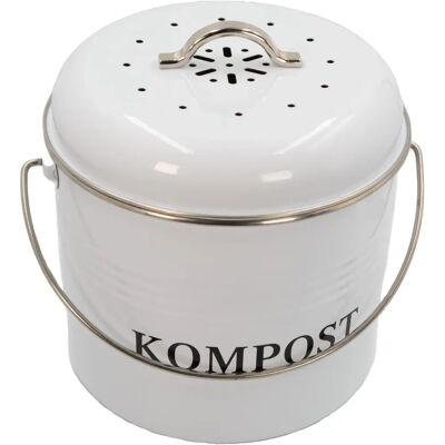 Intirilife Eisen Komposteimer - Geruchsdicht, 3L, Weiß Intirilife Eisen Komposteimer - Geruchsdicht, 3L, Weiß
