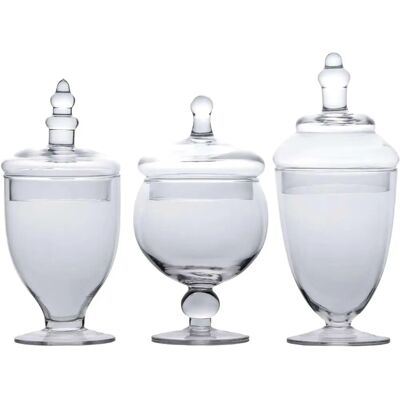 Intirilife Candy Glas Set 3-tlg. im viktorianischen Stil - 25 x 11,5 / 22,5 x 10,1 / 21 x 12 cm - Vorratsglas mit Deckel Intirilife Candy Glas Set 3-tlg. im viktorianischen Stil - 25 x 11,5 / 22,5 x 10,1 / 21 x 12 cm - Vorratsglas mit Deckel