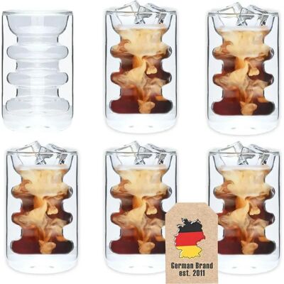 Intirilife Spiralrillen Doppelwandiges Kaffee- und Teeglas-Set - 190/260ml Intirilife Spiralrillen Doppelwandiges Kaffee- und Teeglas-Set - 190/260ml