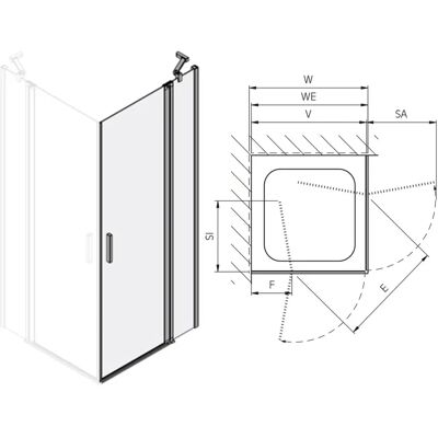 Koralle EPFS R Eckdusche - 90x200cm - für Duschwanne Koralle EPFS R Eckdusche - 90x200cm - für Duschwanne