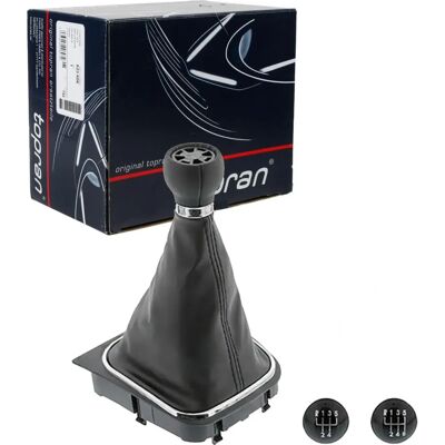 Topran Gambo di cambio - Pelle sintetica, nero / argento - per VW Topran Gambo di cambio - Pelle sintetica, nero / argento - per VW