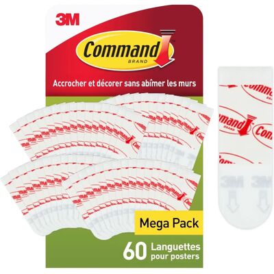 COMMAND Bandes pour Posters - 60 Petites Bandes Adhésives pour Affiches et Images - Fixation Murale COMMAND Bandes pour Posters - 60 Petites Bandes Adhésives pour Affiches et Images - Fixation Murale
