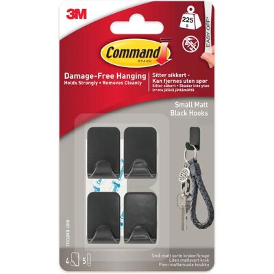 3M Command Małe Czarny Metalowe Haki - Zestaw 4 sztuki - 225g wytrzymałość 3M Command Małe Czarny Metalowe Haki - Zestaw 4 sztuki - 225g wytrzymałość
