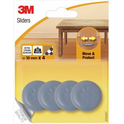 3M SP62A07 Protecteur de sol mobilier - Rond, 30 mm, Gris - Publicité 3M SP62A07 Protecteur de sol mobilier - Rond, 30 mm, Gris - Publicité