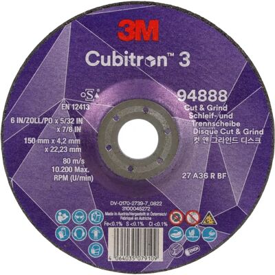 Disque de coupe et de ponçage Cubitron 94888 - 150mm, 22.23mm, 10 pcs - Publicité Disque de coupe et de ponçage Cubitron 94888 - 150mm, 22.23mm, 10 pcs - Publicité