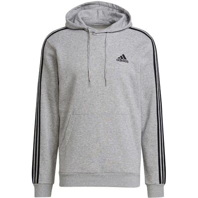 adidas Fleece 3 Stripes bluza z kapturem - Mężczyzna - MedGrey/White - 2XL adidas Fleece 3 Stripes bluza z kapturem - Mężczyzna - MedGrey/White - 2XL