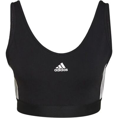 adidas 3-Streifen Crop Top mit abnehmbaren Polstern - Schwarz/Weiß adidas 3-Streifen Crop Top mit abnehmbaren Polstern - Schwarz/Weiß