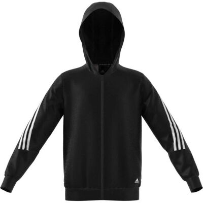 Adidas Dzieci Czarny 3-Pasków Zipper Hoodie Adidas Dzieci Czarny 3-Pasków Zipper Hoodie