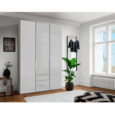 Wiemann Monaco Kleiderschrank - Kieselgrau, Glas Weiß, Verstellbare Einlegeböden Wiemann Monaco Kleiderschrank - Kieselgrau, Glas Weiß, Verstellbare Einlegeböden