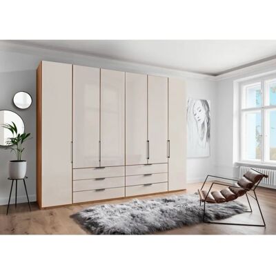 WIEMANN Monaco Drehtürenschrank - Bianco-Eiche-Nachbildung/Glas Champagner - 6 Türen & Schubladen WIEMANN Monaco Drehtürenschrank - Bianco-Eiche-Nachbildung/Glas Champagner - 6 Türen & Schubladen