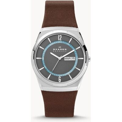 Skagen Melbye Hopea - Miesten ruskea nahkaranneke - 40mm kvarts Skagen Melbye Hopea - Miesten ruskea nahkaranneke - 40mm kvarts