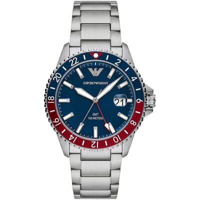 Emporio Armani GMT Dual Time Edelstahl Uhr AR11590 Emporio Armani GMT Dual Time Edelstahl Uhr AR11590