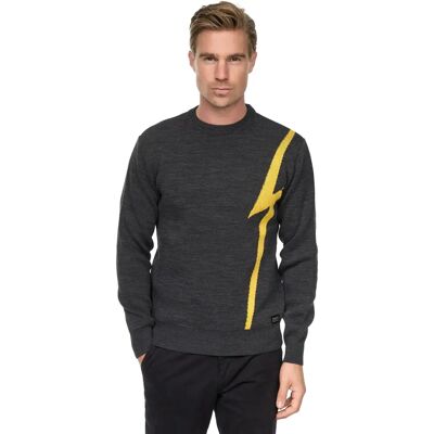 RUSTY NEAL Herren Gelber Meliert Rundhals Pullover - Pullover RUSTY NEAL Herren Gelber Meliert Rundhals Pullover - Pullover