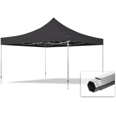 Toolport 4x4m PVC 850 Pop up Gazebo - Aluminium - Black - Professional Toolport 4x4m PVC 850 Pop up Gazebo - Aluminium - Black - Professional