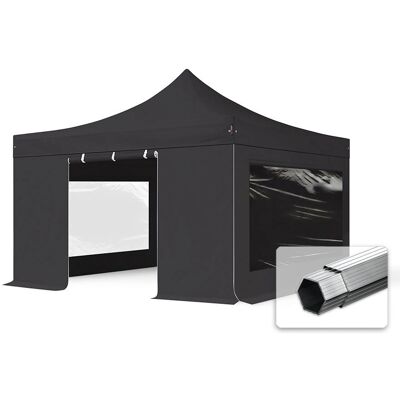 TOOLPORT 4x4m PVC 850 Pop up paviljong - Professionellt Aluminium - Svart TOOLPORT 4x4m PVC 850 Pop up paviljong - Professionellt Aluminium - Svart