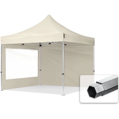 Gazebo pliant Toolport 3x3m crème avec Parois latérales - Publicité Gazebo pliant Toolport 3x3m crème avec Parois latérales - Publicité