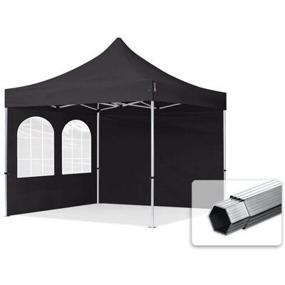 Toolport 3x3m Pabellón Plegable de Aluminio Negro - Gazebo Plegable Toolport 3x3m Pabellón Plegable de Aluminio Negro - Gazebo Plegable