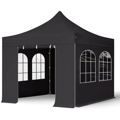 TOOLPORT 3x3 m PVC 800 Větroléz s Vrstvami z Oceli 40 mm - Odolný proti Požáru - Černý TOOLPORT 3x3 m PVC 800 Větroléz s Vrstvami z Oceli 40 mm - Odolný proti Požáru - Černý