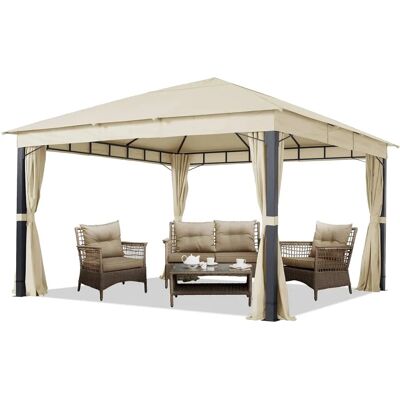TOOLPORT Garden Gazebo Sunset Premium - 4x4m Waterproof Champagne TOOLPORT Garden Gazebo Sunset Premium - 4x4m Waterproof Champagne