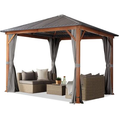 Gazebo da giardino TOOLPORT - 3x3m, Grigio Loft, Aspetto Legno, Impermeabile, Tetto in Acciaio Gazebo da giardino TOOLPORT - 3x3m, Grigio Loft, Aspetto Legno, Impermeabile, Tetto in Acciaio