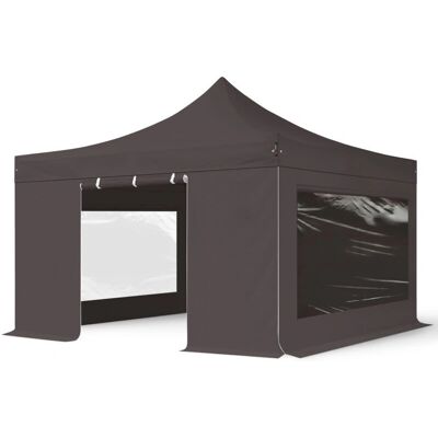 Toolport 4x4m PES 750 Pop Up Gazebo PREMIUM Stahl 40 mm - Wetterfest, Dunkelgrau Toolport 4x4m PES 750 Pop Up Gazebo PREMIUM Stahl 40 mm - Wetterfest, Dunkelgrau