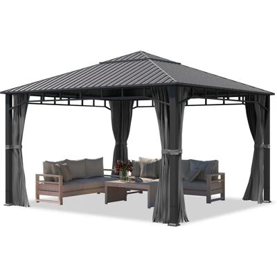TOOLPORT Tuinpaviljoen 4x4m Loft grijs waterdicht - Tuin Paviljoen TOOLPORT Tuinpaviljoen 4x4m Loft grijs waterdicht - Tuin Paviljoen
