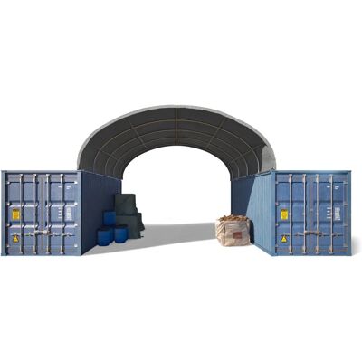 TOOLPORT 6x6m Container Tak - PRIMEtex PVC Grå TOOLPORT 6x6m Container Tak - PRIMEtex PVC Grå