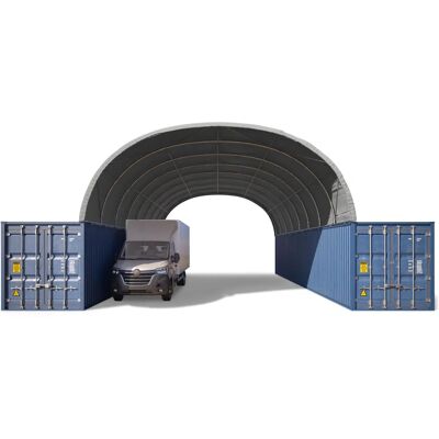 TOOLPORT 8x12m Container Shelter - Weatherproof, Steel Frame, PVC Cover TOOLPORT 8x12m Container Shelter - Weatherproof, Steel Frame, PVC Cover