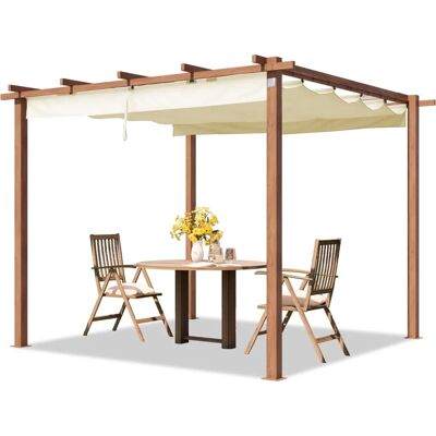 Primeyard 3x3 m Pergola puun näköisellä teräskehyksellä - Taitettava markiisi Primeyard 3x3 m Pergola puun näköisellä teräskehyksellä - Taitettava markiisi