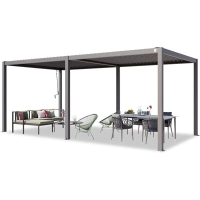 PRIMEYARD 3x6m Pergola, louvered roof, pearl grey - Pergola PRIMEYARD 3x6m Pergola, louvered roof, pearl grey - Pergola