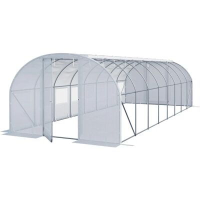TOOLPORT 3x8m White Tunnel Greenhouse - Mini Greenhouse Tunnel TOOLPORT 3x8m White Tunnel Greenhouse - Mini Greenhouse Tunnel