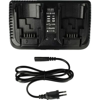 VHBW - Cargador dual 20/5V para Dewalt DCB102, DCB105, DCB112, DCB120 VHBW - Cargador dual 20/5V para Dewalt DCB102, DCB105, DCB112, DCB120