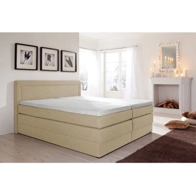 HAPO Beiges Boxspringbett - 140x200cm, 7-Zonen-Matratze - Modernes Design HAPO Beiges Boxspringbett - 140x200cm, 7-Zonen-Matratze - Modernes Design