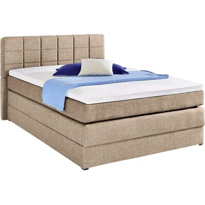 HAPO Beiges Boxspringbett - Stauraum, Bonnell-Federkernmatratze - Boxspringbett HAPO Beiges Boxspringbett - Stauraum, Bonnell-Federkernmatratze - Boxspringbett