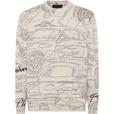 Philipp Plein - Cars Racing - Zwart/Off White - Pullover Philipp Plein - Cars Racing - Zwart/Off White - Pullover