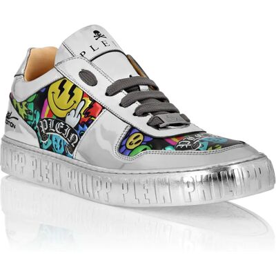 Philipp Plein Spiegel Leren Lo-Top Sneakers Zilver - Sneakers Philipp Plein Spiegel Leren Lo-Top Sneakers Zilver - Sneakers